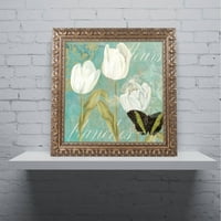 Zaštitni znak likovna umjetnost Bijeli tulipani i Canvas Art by Color Bakery Gold Ukratni okvir