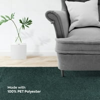 Opremite moj dom modernim plišanim jednobojnim tepihom-šumsko zelenim, 4 '10', pogodnim za kućne ljubimce i djecu.