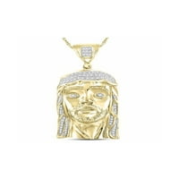 Nakit muški privjesak za šarm s okruglim dijamantom lice Isusa Krista u srebrnom srebru u obliku zupčanika