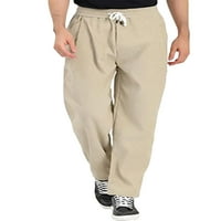 Muška jednobojna odjeća za slobodno vrijeme u srednjem struku, Ležerne fitness hlače, joga hlače s elastičnim