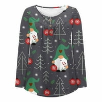 Ženski Casual Top, Božićni pulover s dugim rukavima s printom