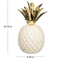 Dekorativni keramički ananas, bijela sa zlatom