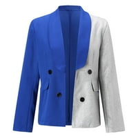 CaicJ prekrivene jakne za žene ženske čvrste boje ležerna gumba dugih rukava blejzer plava, s