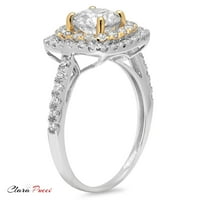 1. dijamant okruglog reza s prozirnom imitacijom dijamanta od bijelog i žutog zlata od 18 karata s umetcima prsten
