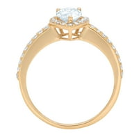 Plavi prsten s imitacijom dijamanta u obliku kruške težine 0,8 karata u žutom zlatu od 14 karata, veličine 5,5.