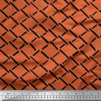 Narančasta pamučna Poplin tkanina u širini dvorišta u apstraktnom tisku