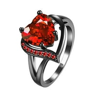 Aufmer Očišćivanje nakita Prsteni prstena modna boja Big cirkona u obliku bakrenog prstena u obliku srca 6-10