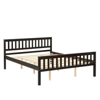 Euroco Queen Size Wood Platform krevet s uzglavljem za spavaću sobu, espresso