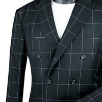 Muško dvoredno odijelo s prozorskim staklom od 2 komada i parom čarapa-crno 44 inča