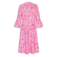 Ženske ljetne maksi haljine, ružičasta leopard haljina, s izrezom i ljuljačkim rukavima, Plus size ležerna haljina