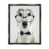 Stupell Smiješni pas formalne naočale na čašama životinje i insekti slikaju crni plutari uokvireni umjetnički