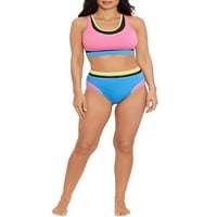 Ženski kupaći kostim s vezicama na leđima s višebojnim blokovima