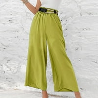 ; / Ženske lepršave široke hlače s elastičnim pojasom i vezicama, Ležerne Palazzo hlače,Ležerne jednobojne lanene