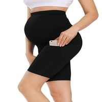 Ženske sportske joga kratke hlače s džepovima u boji, jednobojne sportske Mini hlače, gamaše za fitness za trudnice