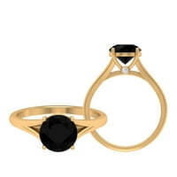 Crni Skriveni Moissanite Crni Spinel okrugli prsten za žene-2K žuto zlato 14k, 3,50 USD