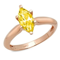 CT Brilliant Marquise Cut Sintetički žuti moissanit 14K ružičasti zlatni prsten SZ 10