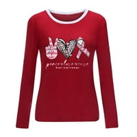 Košulje za žene svjesne raka dojke na rasprodaji modne ženske Ležerne majice s dugim rukavima s okruglim vratom