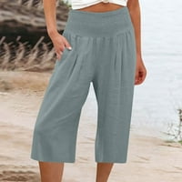 Modne kratke hlače ženske široke široke hlače visokog struka ravne hlače Casual hlače plave boje