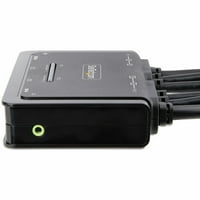 2-Port KVM preklopnik Startech kabel DisplayPort za dva monitora, 4K 60 Hz, kompaktni KVM sa ugrađenim kabelima