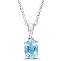 Miabella Ženska karat T.G.W. Ovalno izrezano nebo plava topaz sterling srebrni pasijans privjesak s lancem