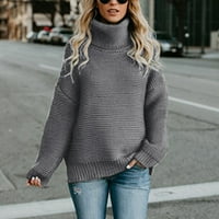 Kali_store džemperi za ženske kapuljače žene kornjače pleteni džemper plus size bočno podijeljeni pulover vrhovi