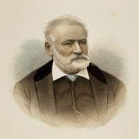 Victor M. Hugo. NFRENCH WRITER. Graviranje boja, 19. stoljeće. Ispis plakata
