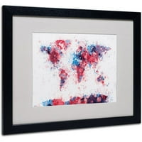Zaštitni znak likovne umjetnosti Paint prskanje svjetske karte Matted uokviren od strane Michaela Tompsetta