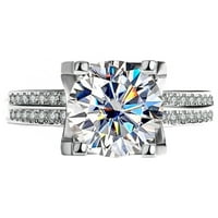 Moissanite dijamantni prstenovi za žene okruglog reza 3 karatne boje u boji od srebra obećanje zaruka zaručnički