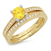 0. 14k prirodni citrin okrugli karatni dijamant u žutom i bijelom zlatu u boji s naglascima vjenčani set od 6