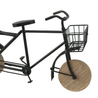 17 10 crna metalna biciklistička skulptura s drvenim kotačima